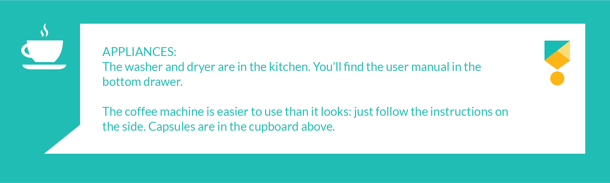 Be one step ahead of your guests and give instructions on how to use kitchen appliances in your airbnb welome message
