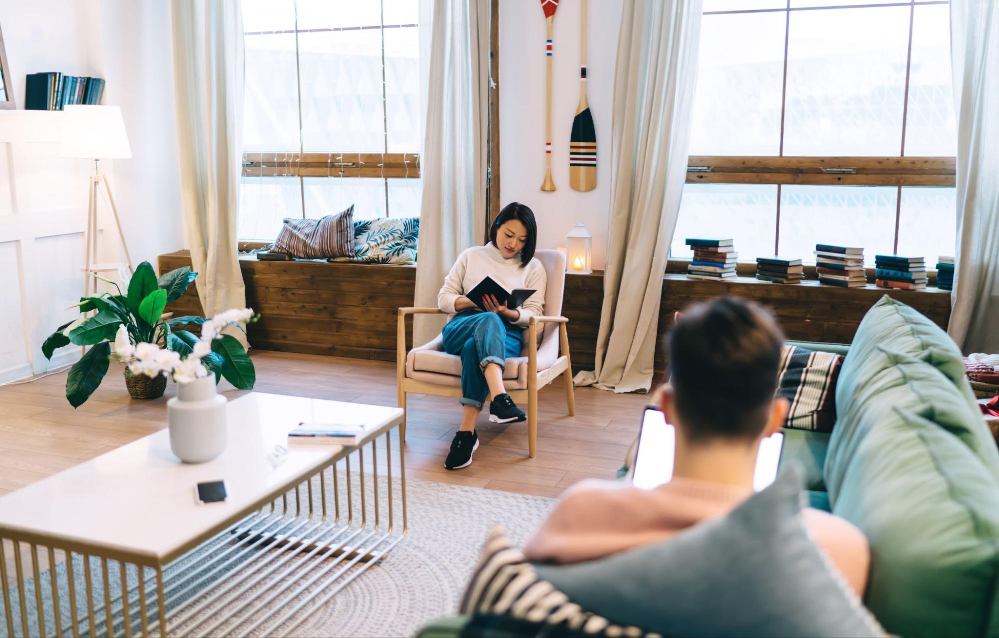 Couple sitting in a living room