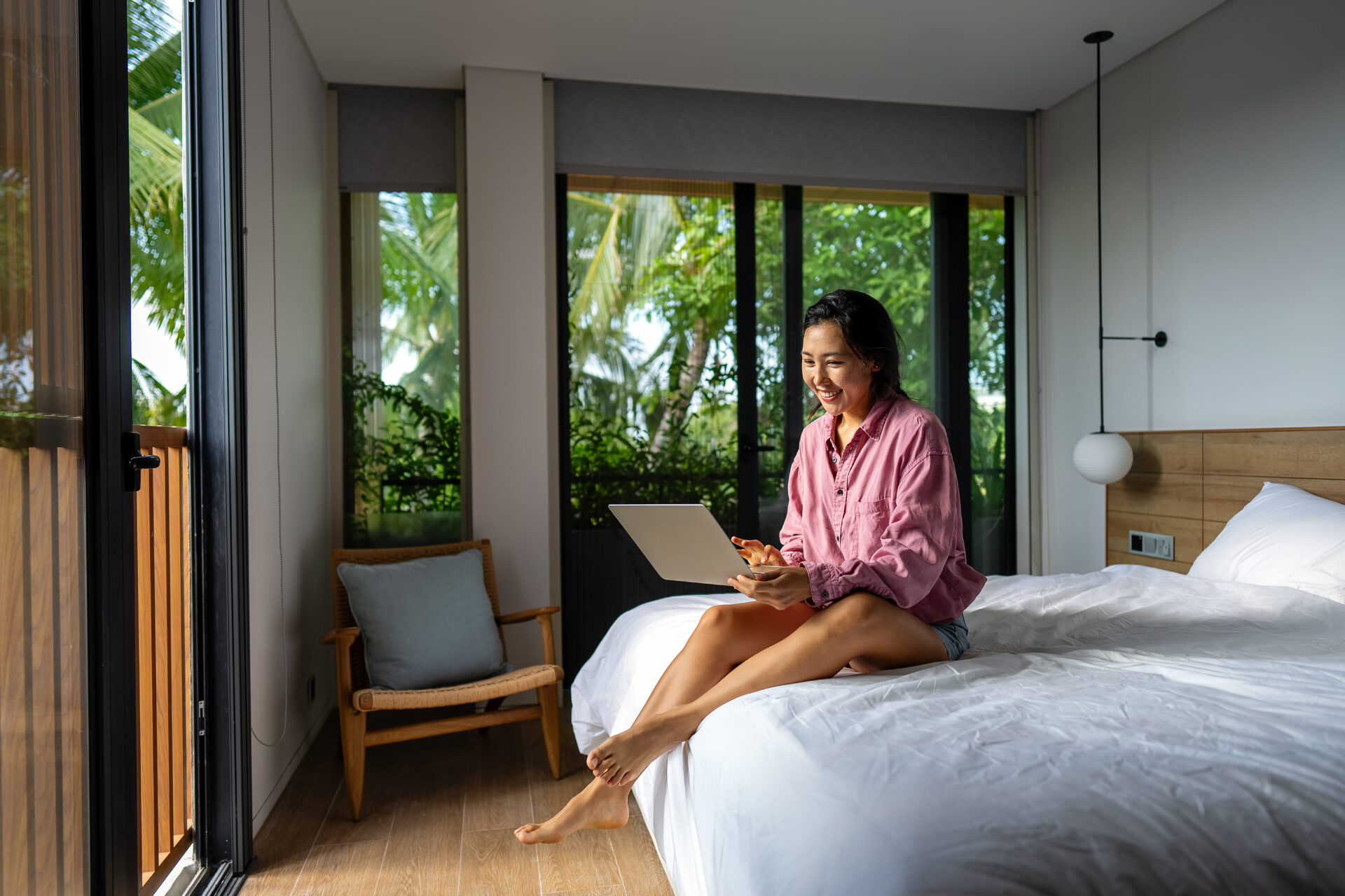 Woman working on laptop