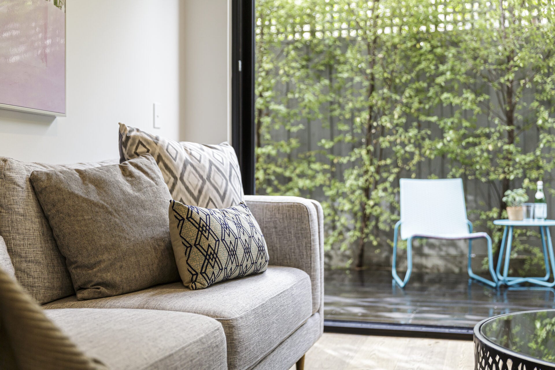 A modern living room couch