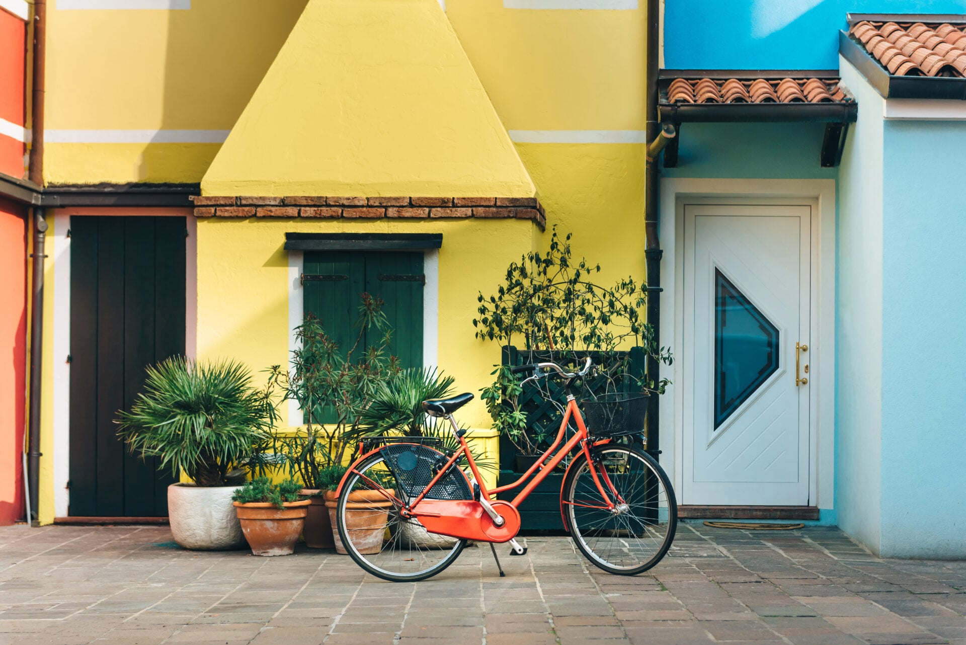 Tourist district of the old provincial town of Caorle in Italy on the Adriatic coast